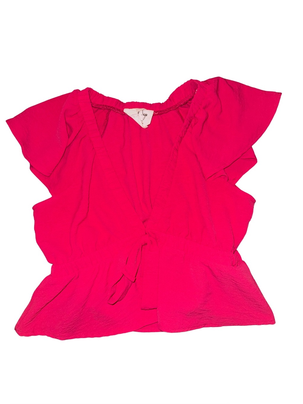 Sadie & Sage Hot Pink Flutter Sleeve Tie-Front Top
